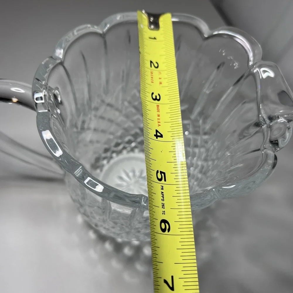 Lead Crystal Pitcher Scalloped Rim Diamond Wedge 7.5
